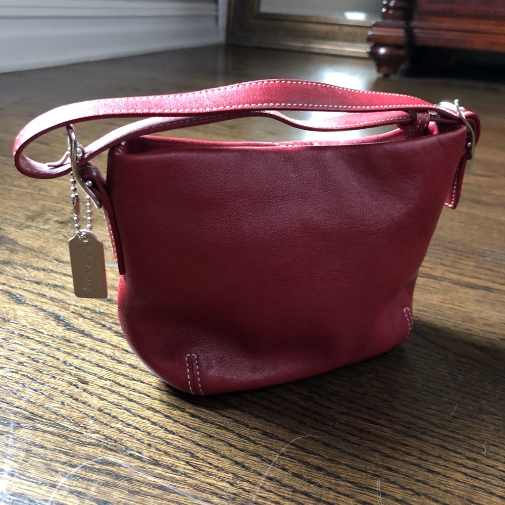 Beautiful Red Coach Mini Bag w/ matching key chain